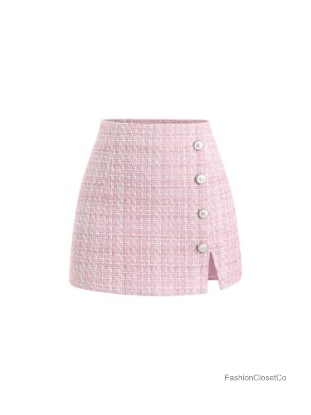 SweatyRocks High Waist Tweed Plaid Mini Split Button Skirt